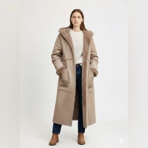 Robo genuine sheepskin hooded coat